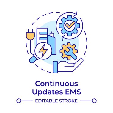 Continuous updates EMS multi color concept icon. Urban electrification, energy management. Round shape line illustration. Abstract idea. Graphic design. Easy to use in infographic, presentation clipart