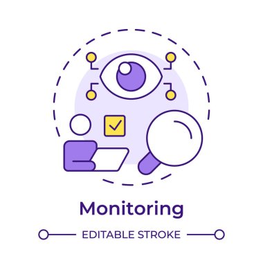 Çok renkli konsept simgesi gözlemleniyor. İz sürme ve geri bildirim sağlama. Performans yönetim sistemi. Yuvarlak şekil çizimi. Soyut bir fikir. Grafik tasarımı. Sunumda kullanması kolay