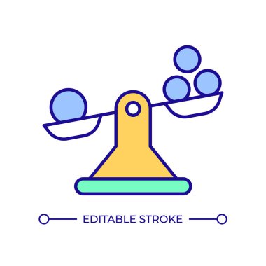 Ağırlık RGB renk simgesi ölçeklendirir. Ölçüm aletleri. Hassas kontrol, alet dengesizliği. Karşılaştırma, doğruluk. İzole vektör çizimi. Basit bir çizgi çizimi. Düzenlenebilir vuruş