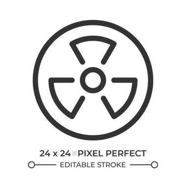 Radyasyon sembolü ui simgesi. Radyoaktif tehlike tehlikesi. Zehirli maddelerle çalış. Nükleer santral. İzole vektör ana hat sembolü. Web tasarımı kullanıcı arayüzü ögesi doğrusal, piksel mükemmel
