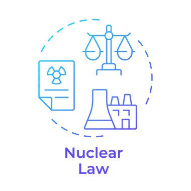 Nuclear law blue gradient concept icon. Safe peaceful use of energy and materials. Legal regulation of industry. Round shape line illustration. Abstract idea. Graphic design. Easy to use in booklet clipart