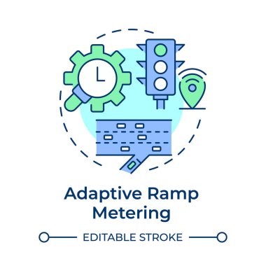 Uyarlamalı rampa ölçüm çok renkli konsept simgesi. Araç akış kontrol sistemi. Trafik yönetimi stratejisi. Yuvarlak şekil çizimi. Soyut bir fikir. Grafik tasarımı. Broşürde kullanması kolay