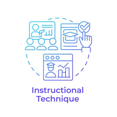 Öğretim tekniği mavi gradyan konsept simgesi. Öğretmenlik, koçluk. Öğrenme stratejisi, istatistiksel ölçüler. Yuvarlak şekil çizimi. Soyut bir fikir. Grafik tasarımı. Kullanımı kolay