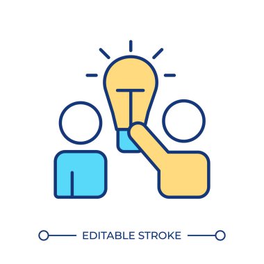 Koçluk oturumu RGB renk simgesi. Sorun çözme, öğretme. Öğrenme stratejisi, görev yönetimi. Fikir, yenilik. İzole vektör çizimi. Basit bir çizgi çizimi. Düzenlenebilir vuruş