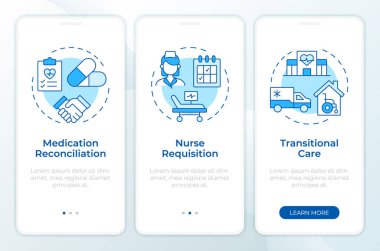 Mobil uygulama ekranında mavi geçiş var. İlaçlar. Doğrusal kavramlarla birlikte düzenlenebilir grafik yönergelerini gezdir. UI, UX, GUI şablonu. Montserrat Yarı Kalın, Düzenli yazı tipleri