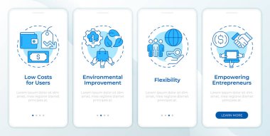 Ekonomiyi mobil uygulama ekranında paylaşmanın faydaları. Doğrusal kavramlarla düzenlenebilir grafik yönergelerini dört adımda gözden geçir. UI, UX, GUI şablonu. Montserrat Yarı Kalın, Düzenli yazı tipleri