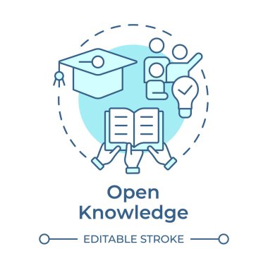 Açık bilgi yumuşak mavi konsept simgesi. Bilgi paylaşımı ücretsiz. İşbirlikçi ekonomi tipi. Yuvarlak şekil çizimi. Soyut bir fikir. Grafik tasarımı. Bilgide kullanması kolay