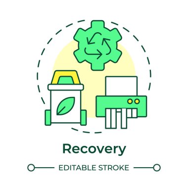 Kurtarma çok renkli konsept simgesi. Kullanılmış materyallerin toplanması ve geri dönüşümü. Yuvarlak ekonomi. Yuvarlak şekil çizimi. Soyut bir fikir. Grafik tasarımı. Bilgide kullanması kolay