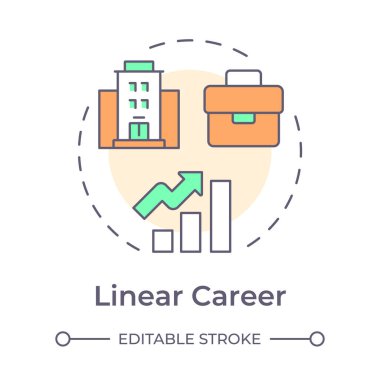 Doğrusal kariyer çok renkli konsept simgesi. Kurumsal büyüme, profesyonel. İş, şirket. Yuvarlak şekil çizimi. Soyut bir fikir. Grafik tasarımı. Bilgide ve sunumda kullanması kolay