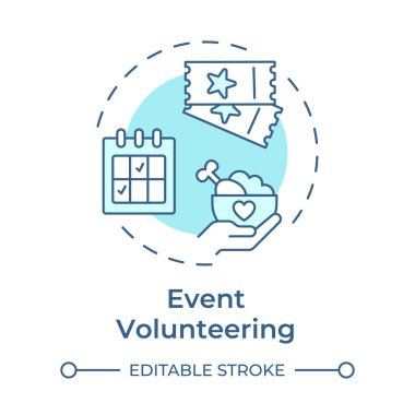 Yumuşak mavi konsept ikonu etkinliği. Özel durumlar için kısa süreli iş. Bağışıklık türü. Yuvarlak şekil çizimi. Soyut bir fikir. Grafik tasarımı. Broşürde kullanması kolay