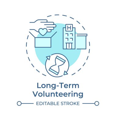 Uzun vadede yumuşak mavi konsept ikonu olmaya gönüllüyüm. Organizasyonla derin bağlantılar. Bağışıklık türü. Yuvarlak şekil çizimi. Soyut bir fikir. Grafik tasarımı. Broşürde kullanması kolay