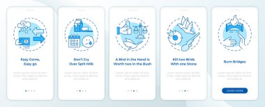 Karar sonuçları mavi seyyar uygulama ekranında. Doğrusal kavramlarla düzenlenebilir grafik yönergelerini 5 adımda gezdir. UI, UX, GUI. Montserrat Yarı Kalın, Düzenli yazı tipleri