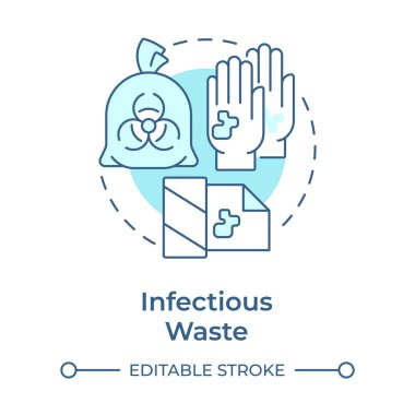 Bulaşıcı atık yumuşak mavi konsept ikonu. Laboratuvar malzemeleri. Biyolojik tehlike etiketleme, uyum. Yuvarlak şekil çizimi. Soyut bir fikir. Grafik tasarımı. Sunumda kullanması kolay, haber