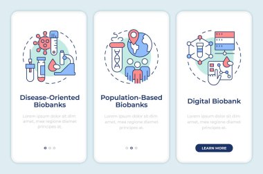 Biobanks sınıflandırması mobil uygulama ekranında. Biyolojik numuneler. Doğrusal kavramlarla birlikte düzenlenebilir grafik yönergelerini gezdir. UI, UX, GUI. Montserrat Yarı Kalın, Düzenli yazı tipleri