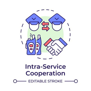 Hizmet içi işbirliği çok renkli konsept simgesi. Teşkilat içinde işbirliği. IBM koordinasyon seviyesi. Yuvarlak şekil çizimi. Soyut bir fikir. Grafik tasarımı. Sunumda kullanması kolay