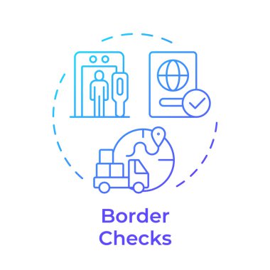 Kenarlık mavi gradyan konsept simgesini kontrol eder. Sınırları aşmanın sistematik kontrolü. IBM sistemi. Yuvarlak şekil çizimi. Soyut bir fikir. Grafik tasarımı. Promosyon malzemelerinde kullanması kolay