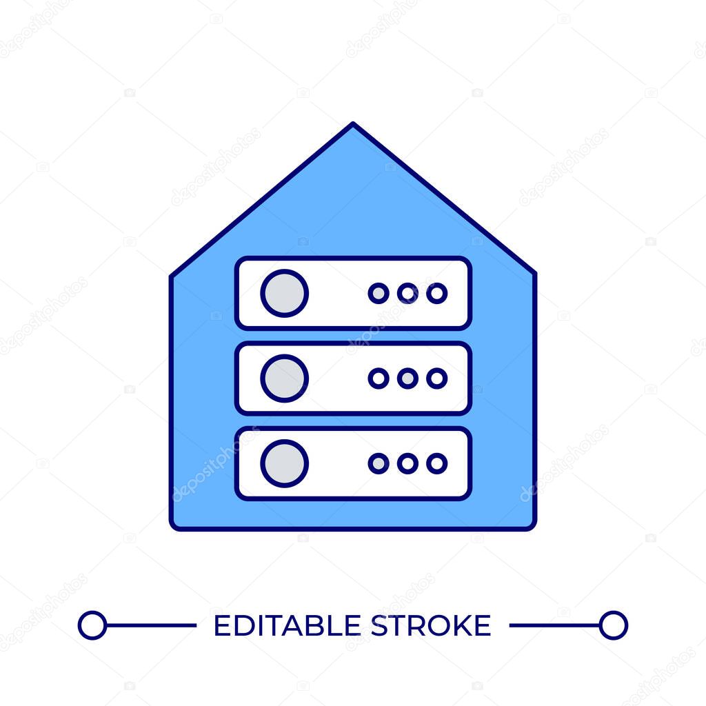 Digital data center line color icon. Powerful servers operating on storage. Information processing systems. Computing. Isolated vector illustration. Flat colorful symbol design. Editable stroke
