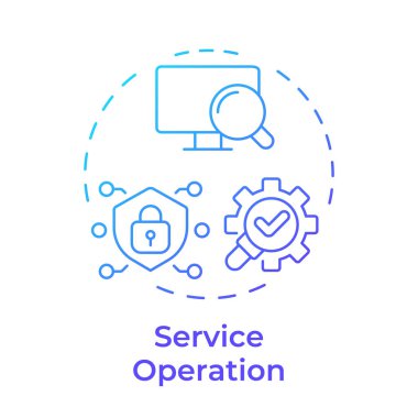 Hizmet operasyonu mavi gradyan konsept simgesi. Olay yönetimi, problem çözme. Yuvarlak şekil çizimi. Soyut bir fikir. Grafik tasarımı. Günlük yazısında ve sunumunda kullanması kolay