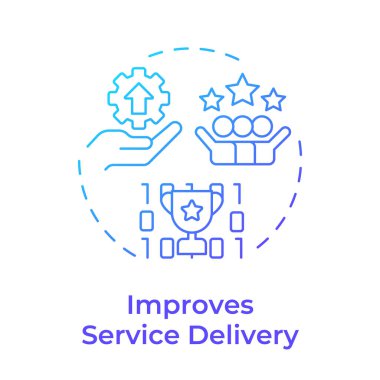 Servis teslimatı mavi gradyan konsept simgesini geliştirir. Takım çalışması, müşteri memnuniyeti. Yuvarlak şekil çizimi. Soyut bir fikir. Grafik tasarımı. Günlük paylaşımında kullanması kolay