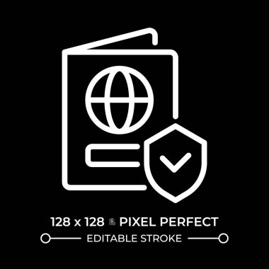 Negatif uzayda ulus pikselinin kusursuz beyaz çizgi simgesi hakkı. Yasal Vatandaşlık Hizmetleri. Ayrımcılığı durdurun. İnsan hakları. Siyah arkaplanda tek renkli doğrusal sembol. Düzenlenebilir vuruş