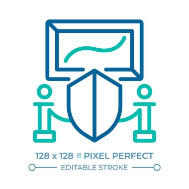 Toplum pikselinin kültürel yaşamına katılma hakkı. Mükemmel iki renk çizgisi ikonu. Telif Hakları Koruma çift renkli ana hat sembolü. Duotone lineer piktogram. İzole bir illüstrasyon. Düzenlenebilir vuruş