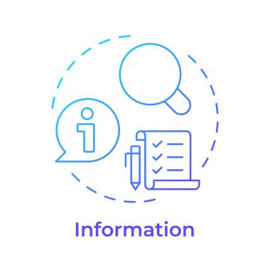 Bilgi mavi gradyan konsept simgesi. Analiz, izleme. Kontrol listesi, uyum. Yuvarlak şekil çizimi. Soyut bir fikir. Grafik tasarımı. Bilgide ve sunumda kullanması kolay