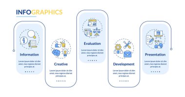 Değer mühendisliği iskeleti dikdörtgen bilgi vektörü. İş akışı organizasyonu, işlem yönetimi. Veri görselleştirmesi 5 adımda. Düzenlenebilir dikdörtgen seçenekler çizelgesi. Kullanılan Lato Kalın, Düzenli yazı tipleri
