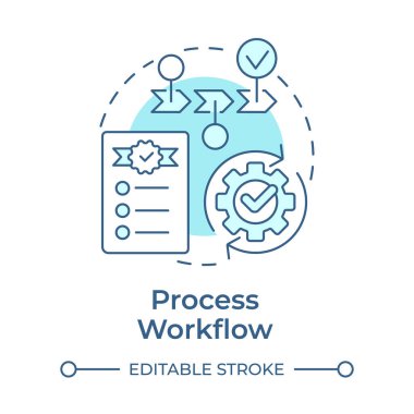 Çalışma akışı yumuşak mavi konsept simgesi. Proje yönetimi, görev organizasyonu. Yuvarlak şekil çizimi. Soyut bir fikir. Grafik tasarımı. Reklamcılıkta ve pazarlamada kullanımı kolay
