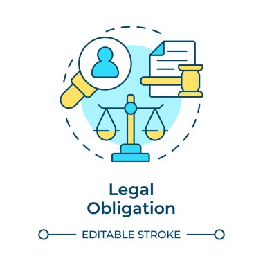 Yasal zorunluluk çok renkli konsept simgesi. Düzenleme için gerekli veri işlemesine izin ver. GDPR 'ın yasal üssü. Yuvarlak şekil çizimi. Soyut bir fikir. Grafik tasarımı. Makalede kullanması kolay