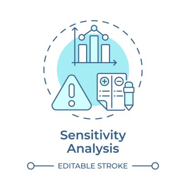 Hassasiyet analizi yumuşak mavi konsept ikonu. İK yönetim stratejisi planlaması. İşgücü tahmini yöntemi. Yuvarlak şekil çizimi. Soyut bir fikir. Grafik tasarımı. Günlük yazısını kullanmak kolay