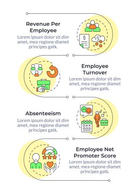 Performans ve çarpışma bilgisi dikey dizisi. İK yönetimi. Çalışan verimliliği. 4 adımlı görselleştirme bilgi tablosu. Daireler iş akışı. Montserrat Yarı Kalın, Lato Düzenli yazı tipleri