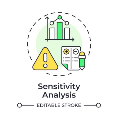 Hassasiyet analizi çok renkli konsept simgesi. İK yönetim stratejisi planlaması. İşgücü tahmini yöntemi. Yuvarlak şekil çizimi. Soyut bir fikir. Grafik tasarımı. Günlük yazısını kullanmak kolay