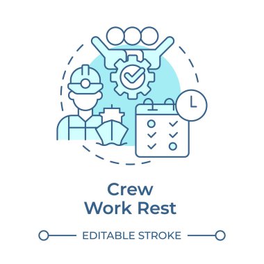 Ekip çalışması yumuşak mavi konsept ikonu dinleniyor. Gemi takımının sağlığını koruyorum. Kanun yönetmeliği. Denizcilik personeli yönetimi. Yuvarlak şekil çizimi. Soyut bir fikir. Grafik tasarımı. Kitapçıkta kullanması kolay