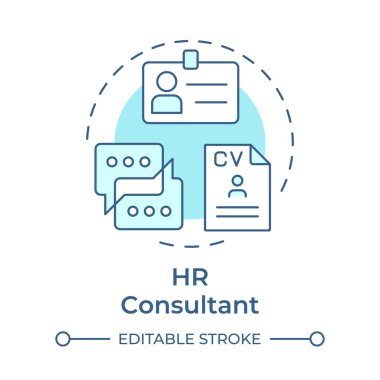İK danışmanı yumuşak mavi konsept ikonu. İnsan kaynakları. Belge yönetimi. Yuvarlak şekil çizimi. Soyut bir fikir. Grafik tasarımı. Bilgide ve sunumda kullanması kolay