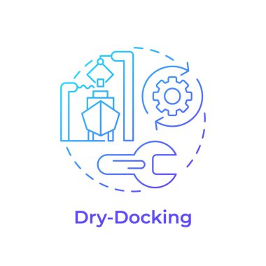 Kuru kenetlenme mavi eğim konsepti simgesi. Gemi tamir servisi. Suyun bakımı bitti. Teknik gemi yönetimi. Yuvarlak şekil çizimi. Soyut bir fikir. Grafik tasarımı. Kitapçıkta kullanması kolay