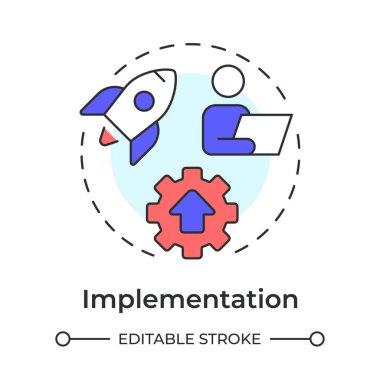 Uygulama çok renkli konsept simgesi. Verimlilik artışı. Performans gözlemi. Yuvarlak şekil çizimi. Soyut bir fikir. Grafik tasarımı. Bilgide ve sunumda kullanması kolay