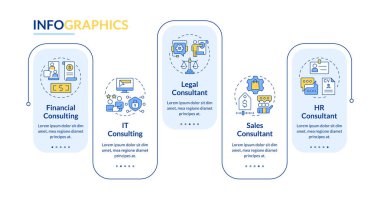 İş danışmanlık hizmetleri bilgi vektörünü dikdörtgen şeklinde çevirir. Adalet sistemi, siber güvenlik. Veri görselleştirmesi 5 adımda. Düzenlenebilir dikdörtgen seçenekler çizelgesi. Kullanılan Lato Kalın, Düzenli yazı tipleri