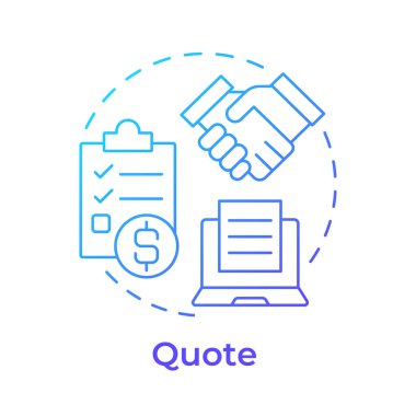 Mavi gradyan konsept ikonu. Pazarlık, anlaşma. İş akışı organizasyonu. Ödeme, maliyet. Yuvarlak şekil çizimi. Soyut bir fikir. Grafik tasarımı. Bilgi ve yazıda kullanması kolay