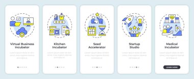 İş kuvözleri mobil uygulama ekranında. Uzaktan destek. Doğrusal kavramlarla düzenlenebilir grafik yönergelerini 5 adımda gezdir. UI, UX, GUI. Montserrat Yarı Kalın, Düzenli yazı tipleri