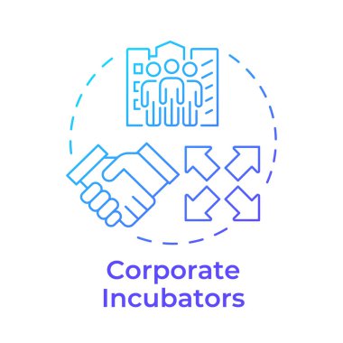 Kurumsal kuvözler mavi gradyan konsept simgesi. İş hedefleri. Anlaşma, destek. Yuvarlak şekil çizimi. Soyut bir fikir. Grafik tasarımı. Bilgi ve broşürde kullanması kolay