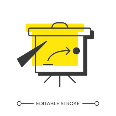 Strateji gölge çizgisi simgesini dengeledi. İş planlaması, pazarlama. Çalışma akışı haritası. Şirket, şirket. Katı turuncu dolgulu kalın ana hatlı sembol. Modern düz çizim. Düzenlenebilir vuruş