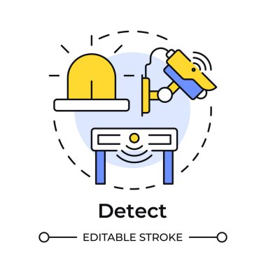 Çok renkli tehdit konsepti simgesini algıla. Fiziksel güvenlik ekosistemi. Riskleri tanımla. Savunmanın ilk hattı. Yuvarlak şekil çizimi. Soyut bir fikir. Grafik tasarımı. Kitapçıkta kullanması kolay