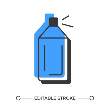 Şişe gölge çizgisi simgesi. İçkiler için yenilenebilir matara. Sıvı konteyner. Sürdürülebilir yaşam tarzı. Katı mavi dolgulu kalın ana hatlı sembol. Modern düz çizim. Düzenlenebilir vuruş