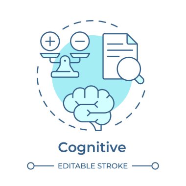 Kavramsal yumuşak mavi kavram ikonu. Belge onayı, evrak işleri. İş hayatı dengesi. Yuvarlak şekil çizimi. Soyut bir fikir. Grafik tasarımı. Makalede kullanması kolay, günlük paylaşımı