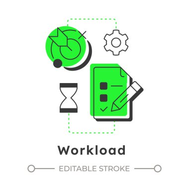 Modern doğrusal konsept simgesini çalıştır. Görev yönetimi. Belge onayı, evrak işleri. İş hedefi. Noktalı çizgilerle birleştirilmiş düz ana hatlar. Yaratıcı görsel. Düzenlemesi kolay