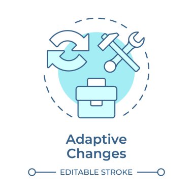 Uyarlanabilir değişimler yumuşak mavi konsept simgesi. Küçük, kademeli ayarlamalar. Organizasyonel dönüşüm tipi. Yuvarlak şekil çizimi. Soyut bir fikir. Grafik tasarımı. Kullanımı kolay