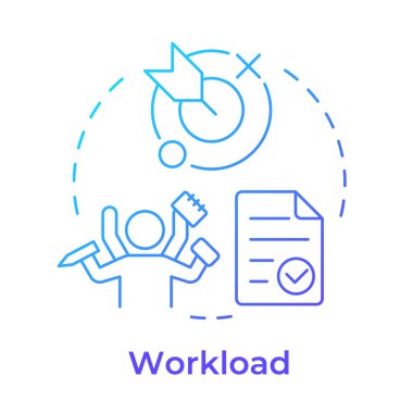 İş yükü mavi gradyan konsept simgesi. Görev yönetimi. Belge onayı, evrak işleri. İş hedefi. Yuvarlak şekil çizimi. Soyut bir fikir. Grafik tasarımı. Makalede kullanması kolay, günlük paylaşımı