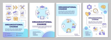 Teşkilatın Mavi Daire broşürü. Şirket geliştirme yönetimi. Renk çizgisi simgeli broşür reklam tasarımı. Düzenlenebilir 4 sayfa. Kullanılan Arial-Kalın, Myriad Pro-Normal yazı tipleri