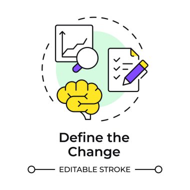 Çoklu renk konsepti simgesini tanımla. Şirketin kimliğe ihtiyacı var. Organizasyonel dönüşümün aşaması. Yuvarlak şekil çizimi. Soyut bir fikir. Grafik tasarımı. Kullanımı kolay