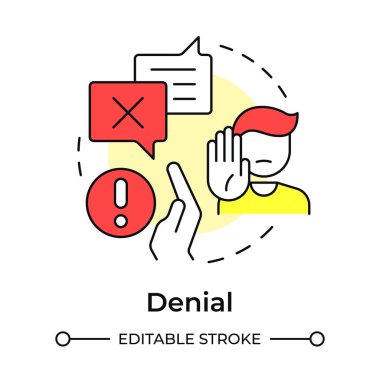 Çok renkli konsept ikonunu reddet. Değişime ilk tepki. İnanmayı ve kabul etmeyi reddet. Yas tutmanın beş aşaması. Yuvarlak şekil çizimi. Soyut bir fikir. Grafik tasarımı. Kullanımı kolay